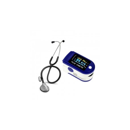 Paquete estetoscopio medimetrics master cardiology y oxímetro digital de dedo
